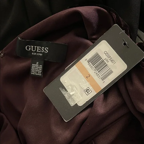 Guess Velvet Long Sleeve Dress in Rich Purple - Picture 2 of 3